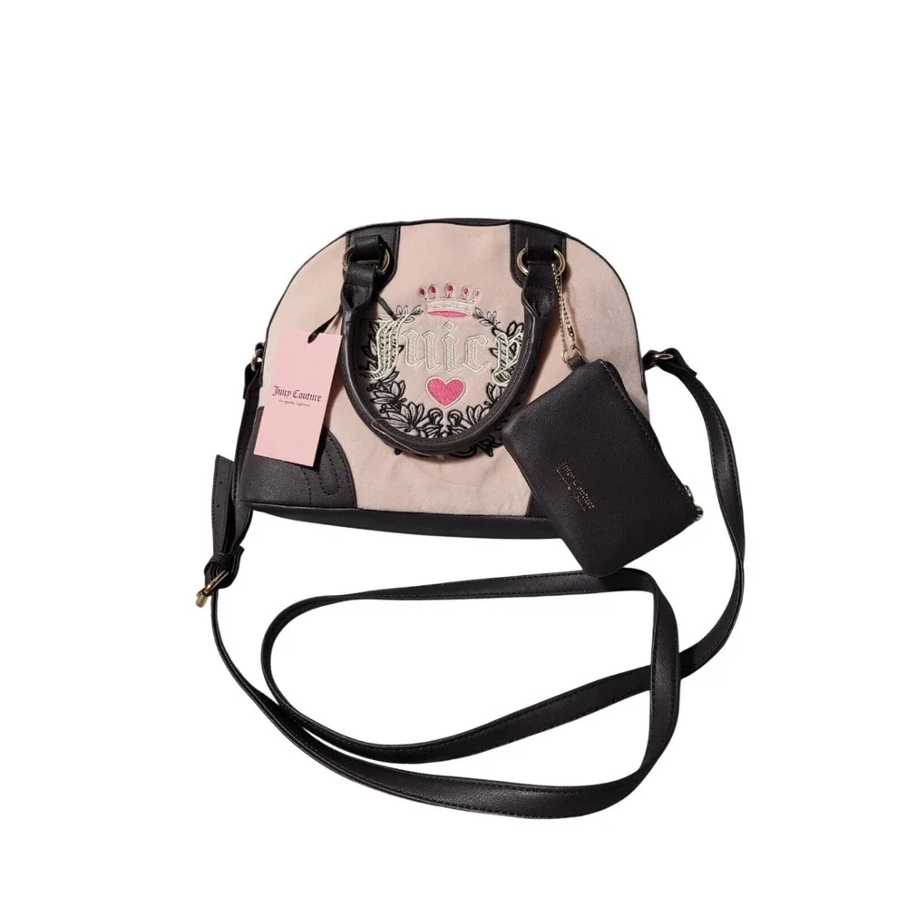 JUICY Couture Heritage Satchel Dome Pink Chocolate Coin Wallet 3 pc Heart